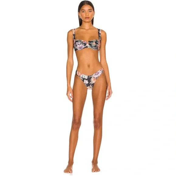 NWT l*spaceCabana Bitsy Swimsuit Bottom Dark Forget Me Not Floral XS - Picture 2 of 7